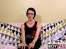 Nerdy twink Aaron Martin  it hard after interview